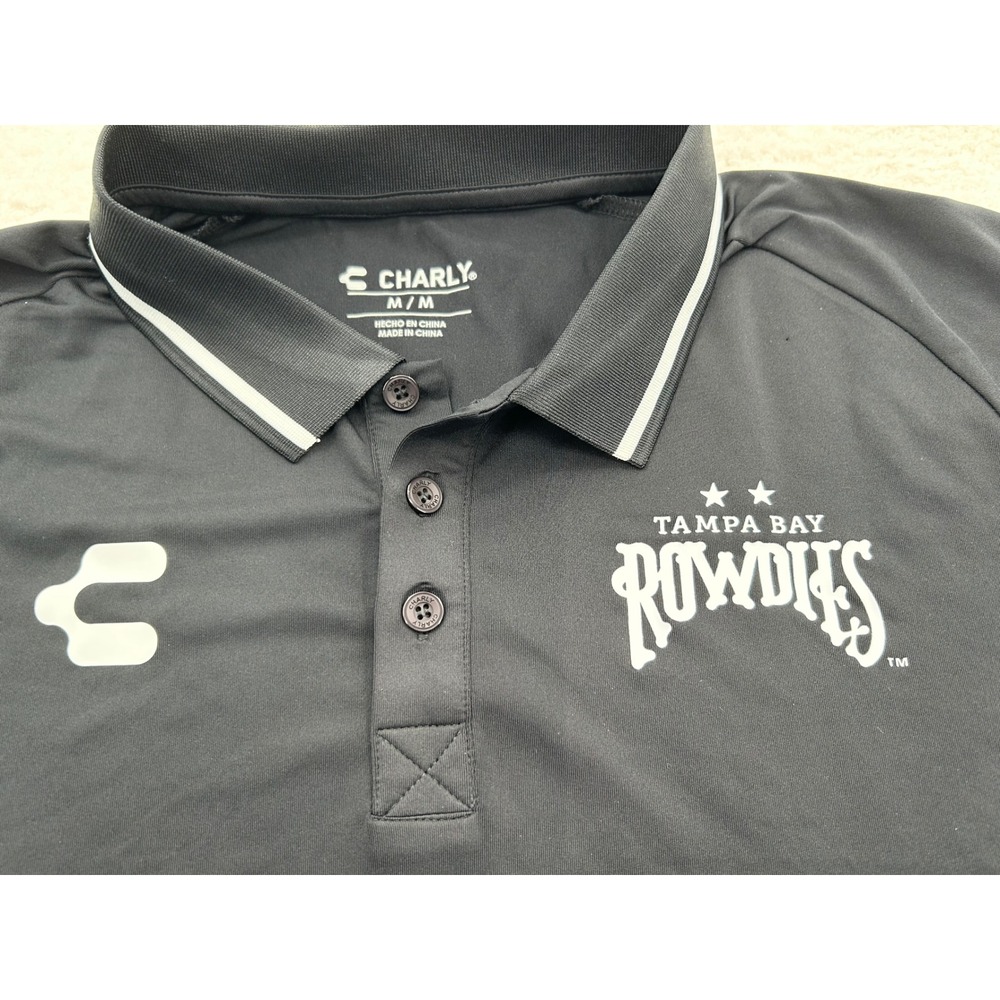 Charly Tampa‎ Bay Rowdies Mens Medium Black Soccer Polo Shirt DryFactor 5007877